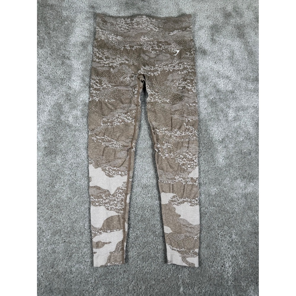 Gymshark Adapt Camo Seamless Leggings Brown Tan Camouflage High Waisted Medium